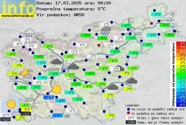 Trenutno vreme po Sloveniji