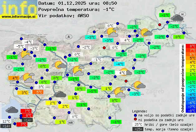 Trenutno vreme po Sloveniji